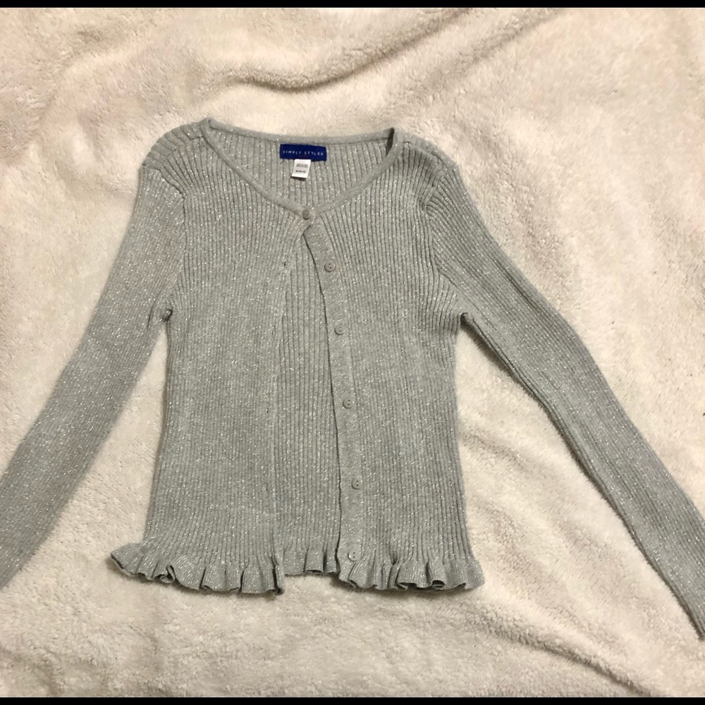 Sparkly Grey Button up sweater